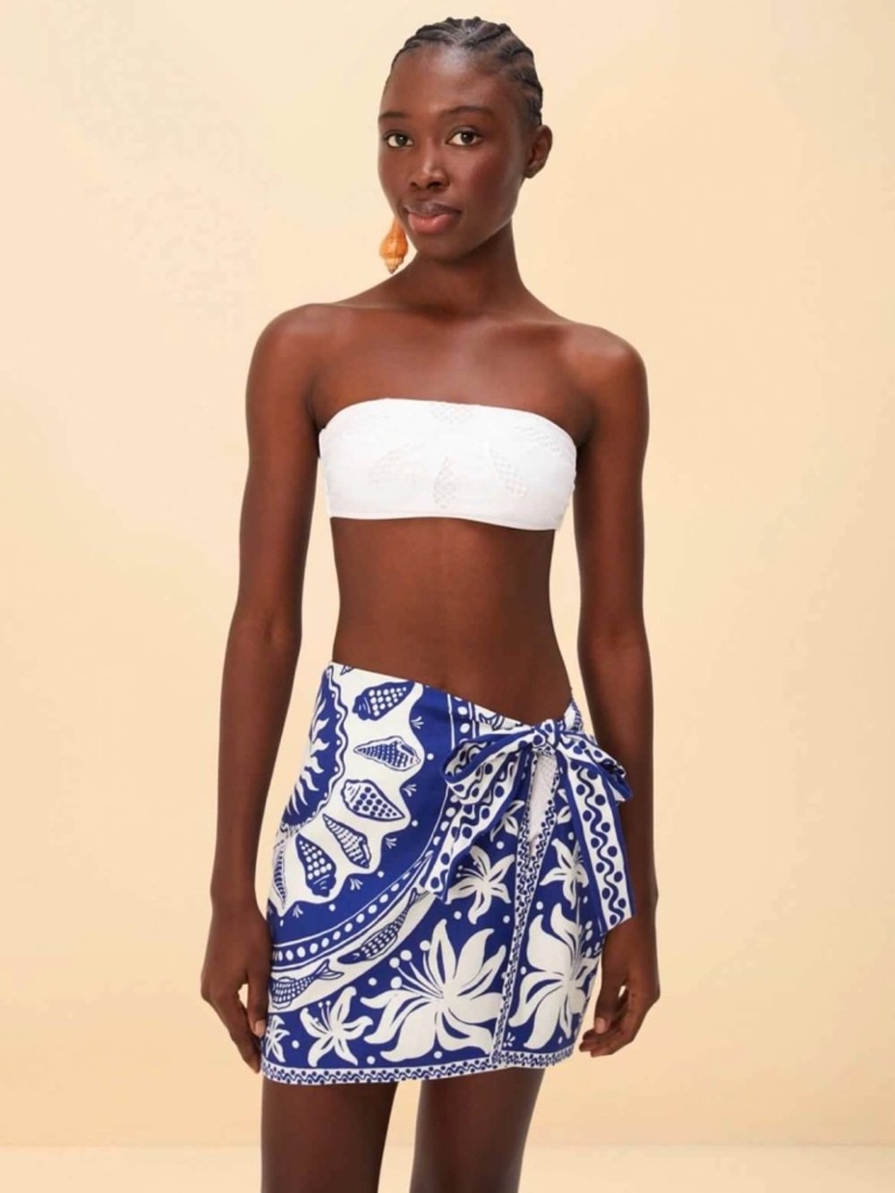 FARM Rio Blue Nature Linen Blend Tie Sarong Cover-up Skirt Size Medium NWT - Picture 10 of 14